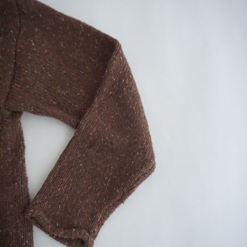 Vintage Fashion Bug Brown Autumn Fall Leaf Embroidered Button Knit Cardigan L - Picture 4 of 9